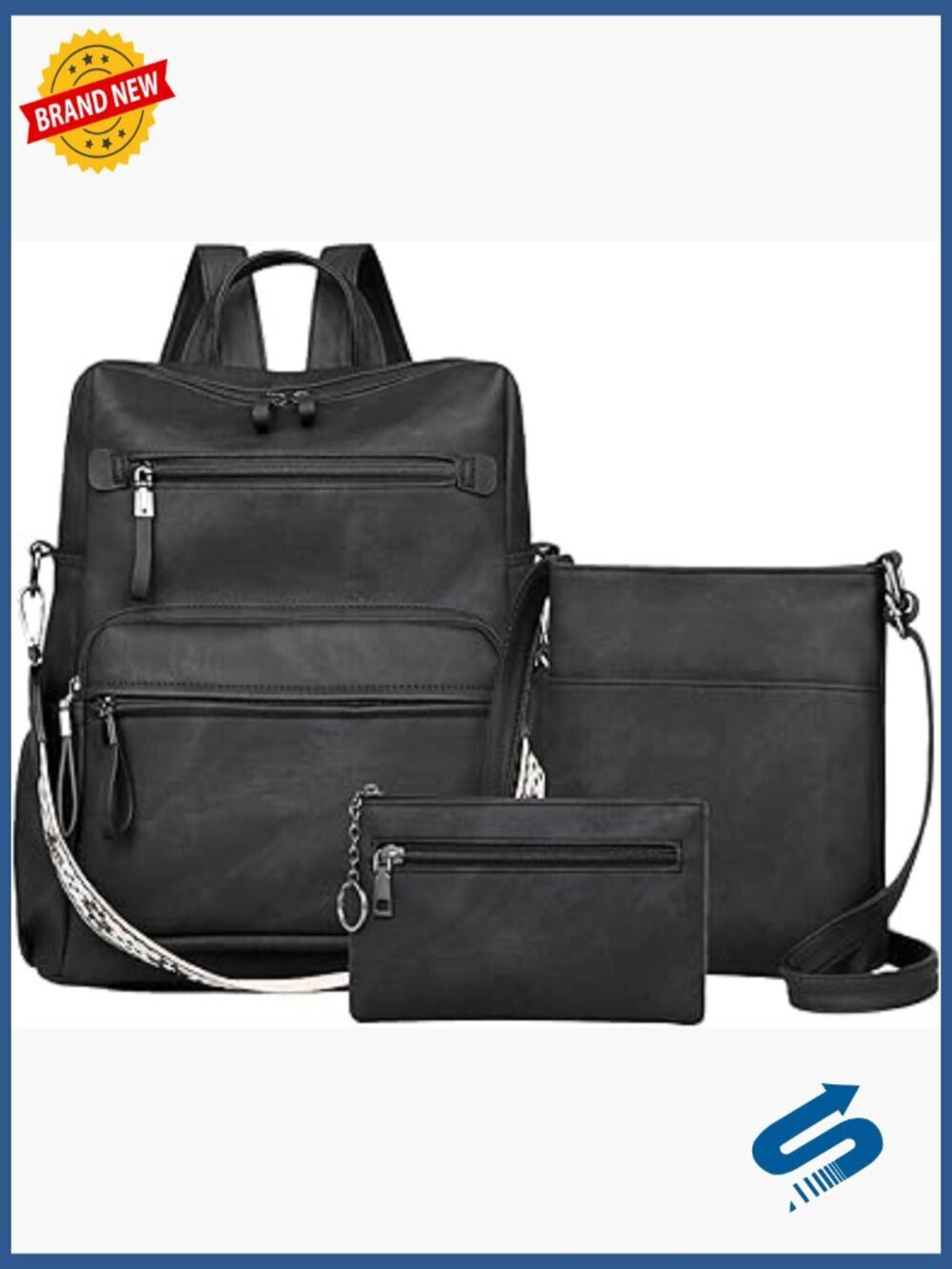 Faux Leather Convertible Backpack Purse for Women, Travel Work Handbag Laptop